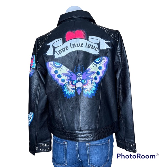 Zadig & Voltaire Kawai Cuir Paint 100% Cow Leather Jacket Sz L NWT - Picture 2 of 13